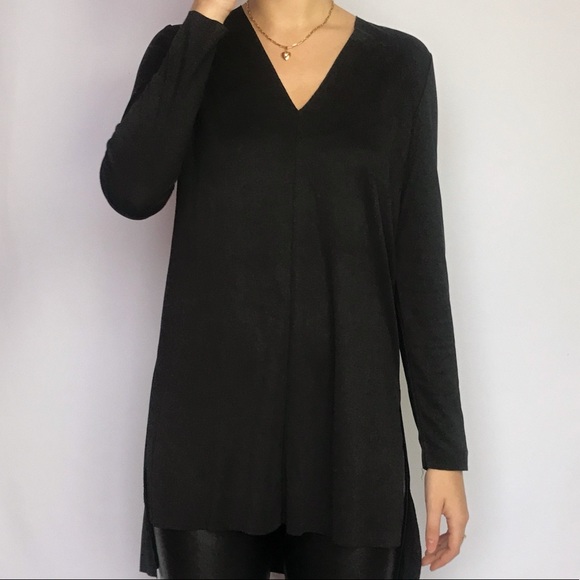 Nordstrom Trouvé black v-neck tunic / dress - Picture 2 of 5